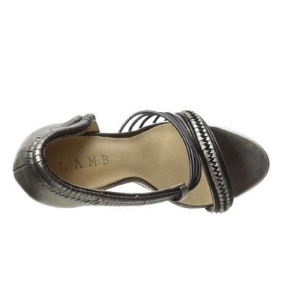L.A.M.B. Karoline Gunmetal Leather Women’s High Heel Sandals - Picture 7 of 14